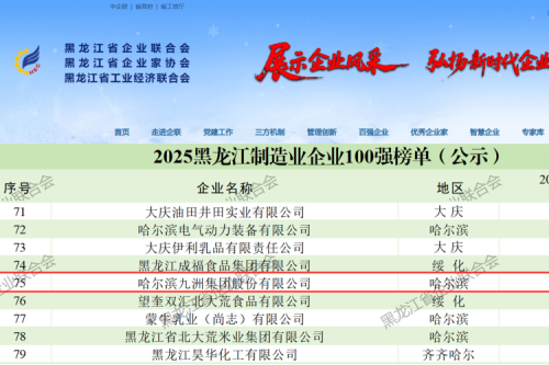 喜报！九洲集团连续七年跻身龙江双百强 以稳健发展续写荣誉篇章